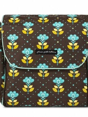Petunia Pickle Bottom Floral Diaper Bag Brown Aqua Yellow